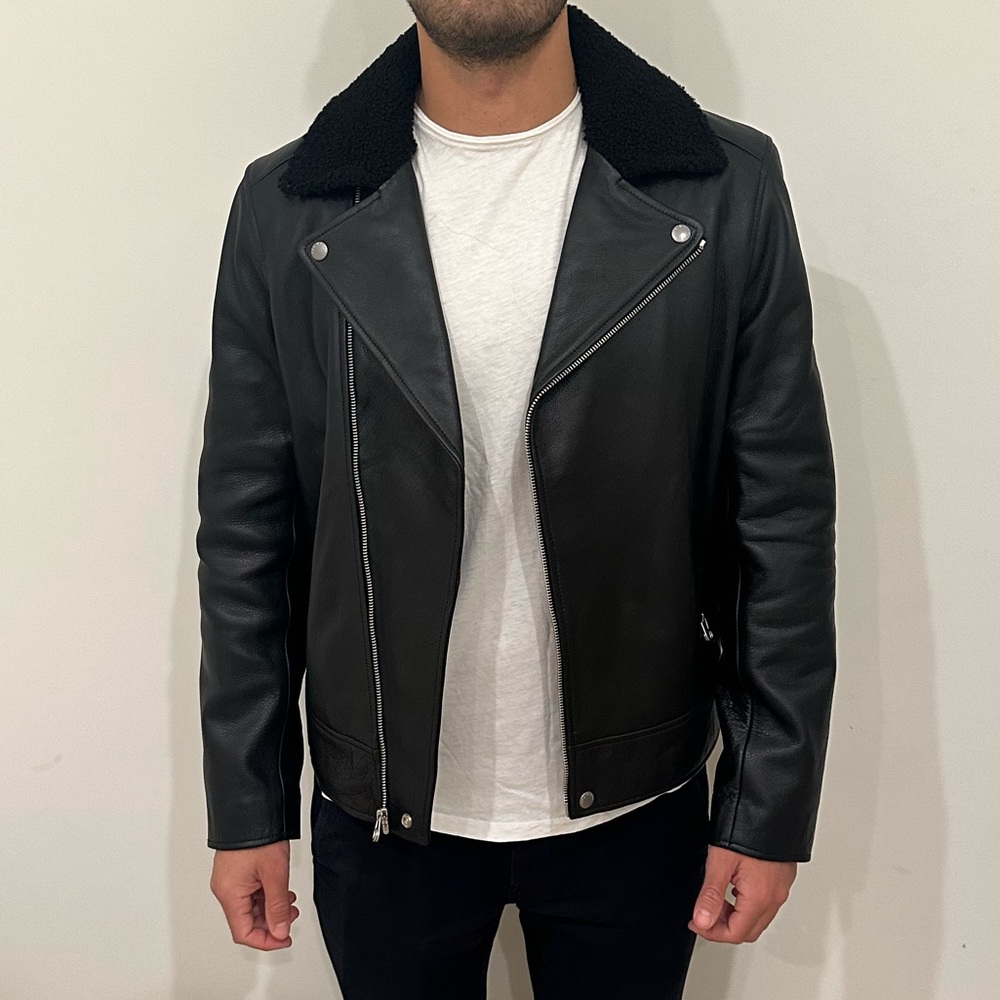 Rag & Bone Leather Jacket with Shearling Collar - NWT